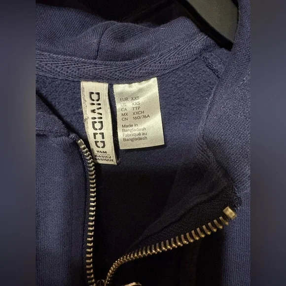 H&M Navy blue oversized zip up hoodie - Picture 3 of 3